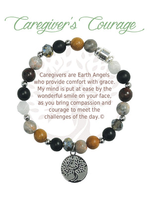 Open image in slideshow, Caregiver&#39;s Courage: Natural Stone Bracelet

